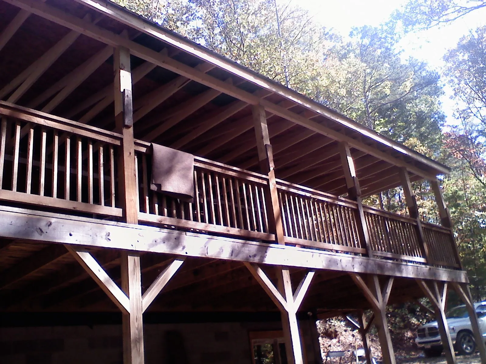 Timber framing under a new elevated porch and deck in Sebring